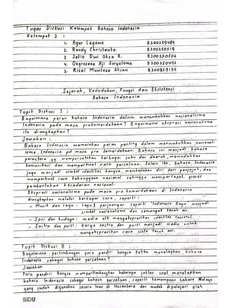 Tugas Diskusi Bahasa Indonesia Kelompok 2 | PDF