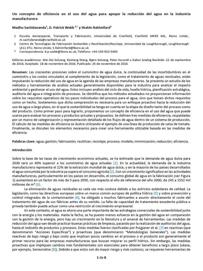 Un concepto de eficiencia en el uso del agua para apoyar la reducción ...