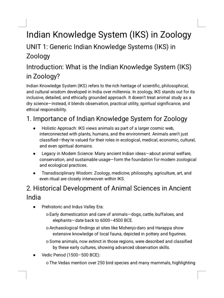 Indian Knowledge System in Zoology TY Unit 1 | PDF | Ahimsa | Vedas