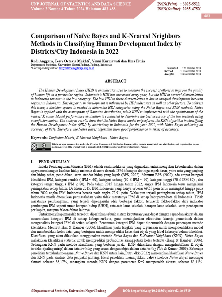 Comparison of Naïve Bayes and K-Nearest Neighbors Methods in ...