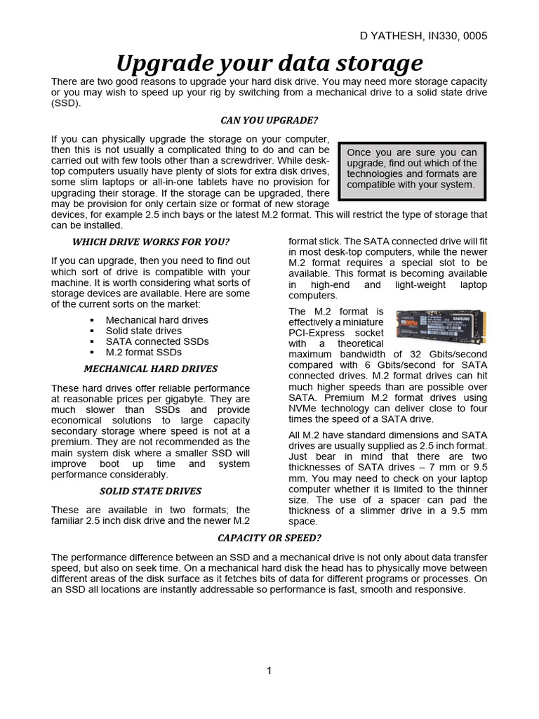 Upgrade | PDF | Solid State Drive | Hard Disk Drive