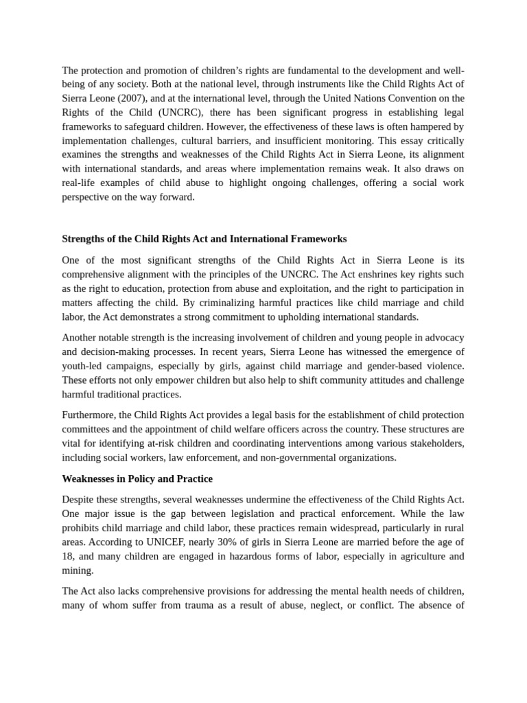 The Protection and Promotion of Children | PDF | Children's Rights ...
