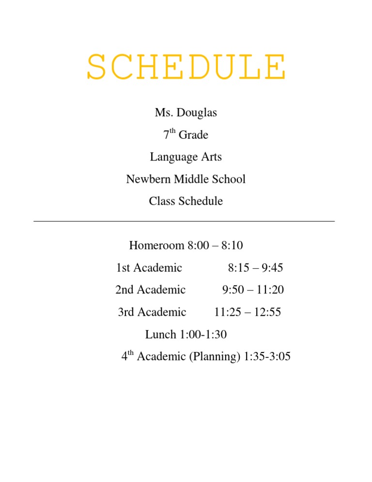 7th Grade Language Arts Schedule | PDF