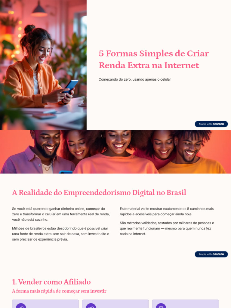 5 Formas Simples de Criar Renda Extra Na Internet (2) 2 (1) | PDF ...