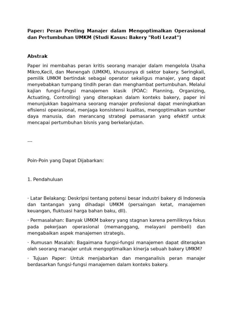 Contoh Paper Peran Manajer | PDF