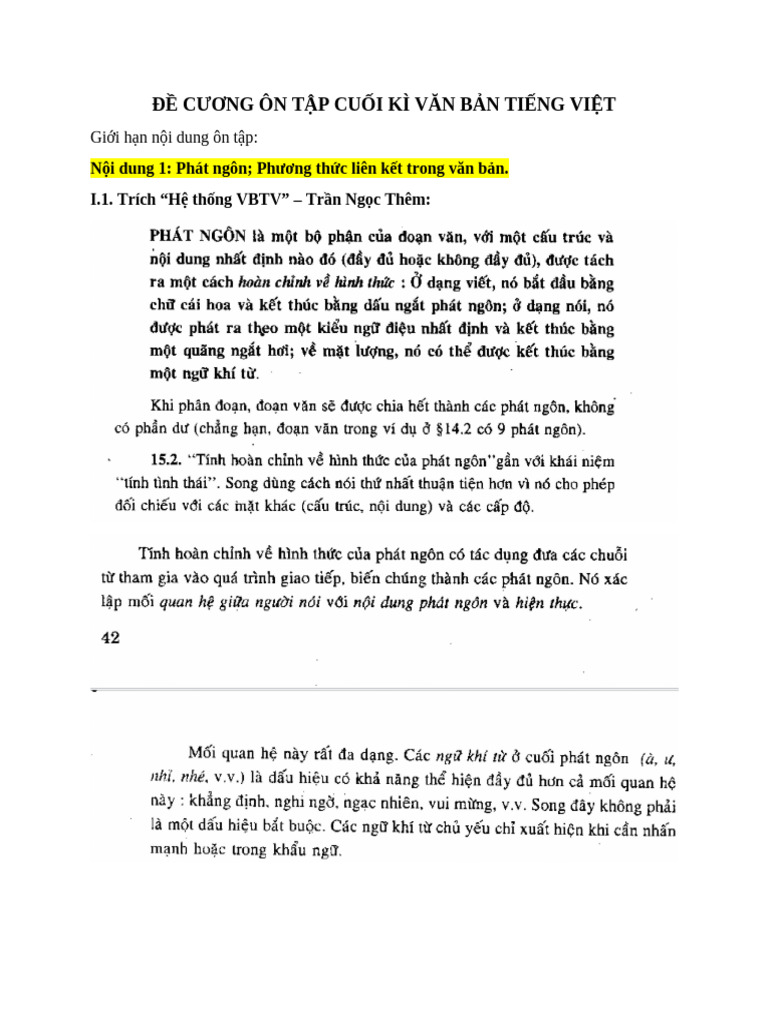 ĐỀ CƯƠNG VBTV1 | PDF