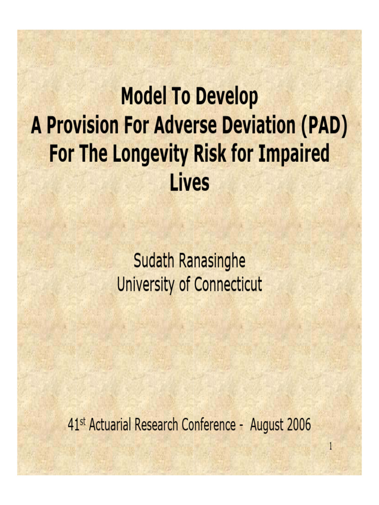 Model For Provision For Adverse deviation-PAD | PDF | Risk | Volatility ...