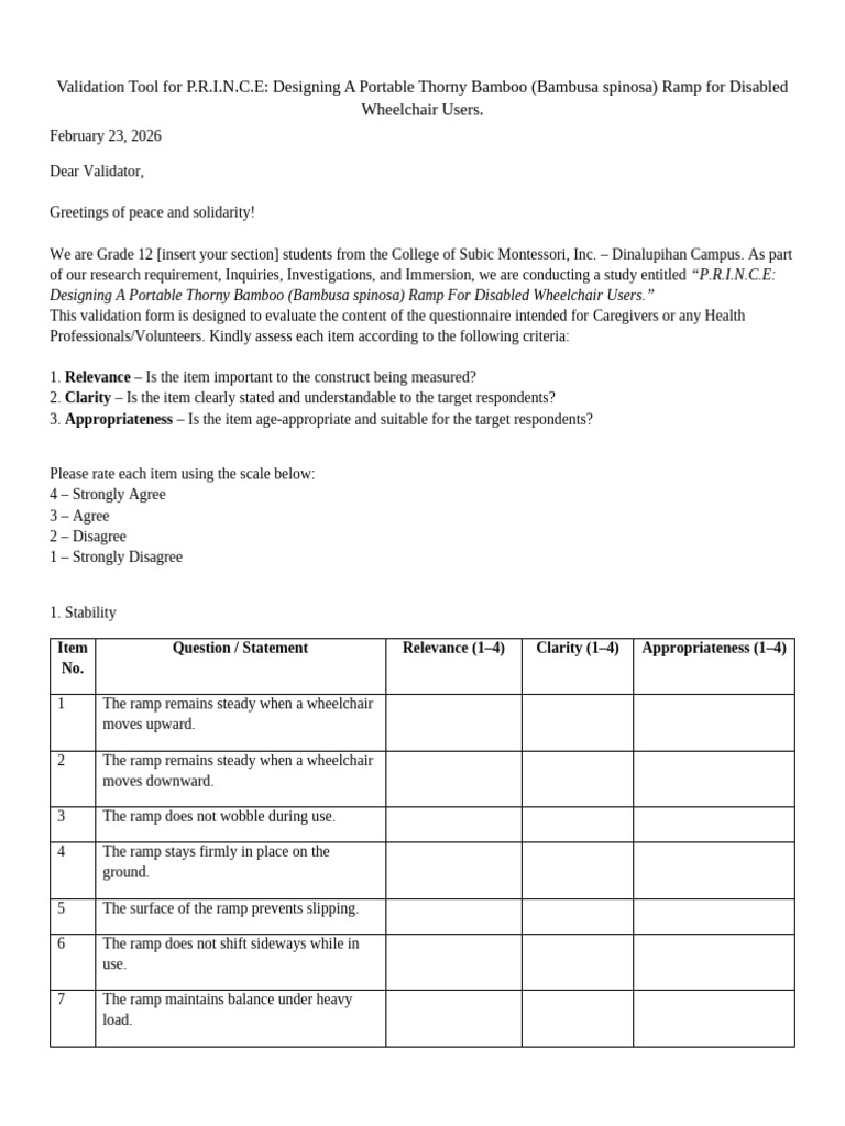 Quantitative - Validation Tool | PDF | Wheelchair