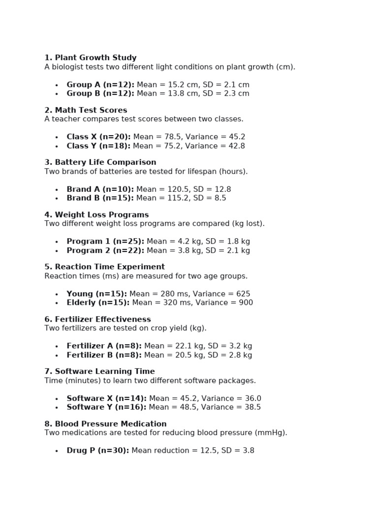 Questions For Two Sample T Test | PDF