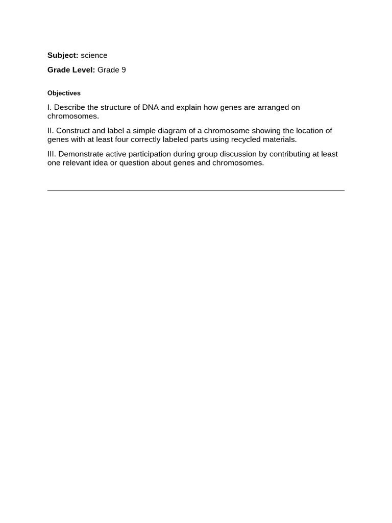 Lesson Plan Science (1) | PDF | Genetics | Gene