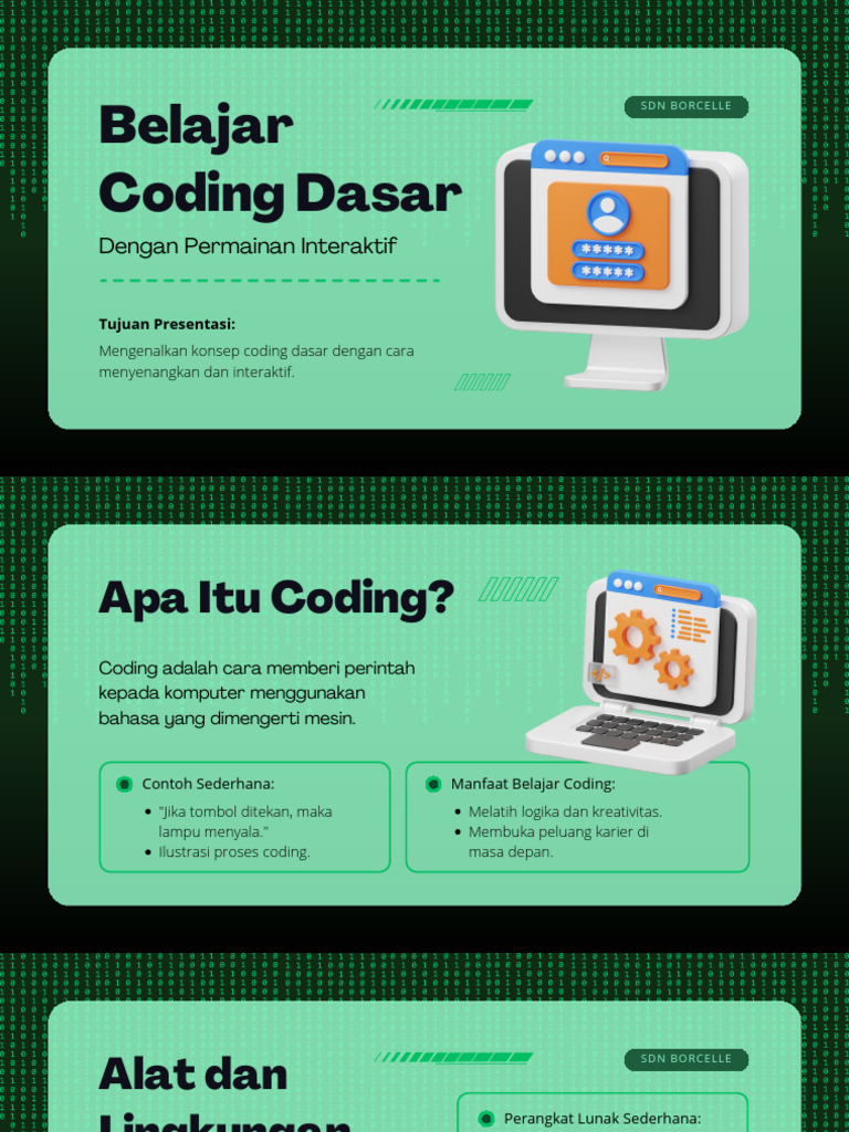 Presentasi Hijau Dan Hitam Tema Belajar Coding Dasar Gaya Ilustratif ...