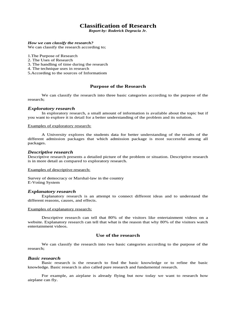 Classification of Research | PDF | Quantitative Research | Qualitative ...