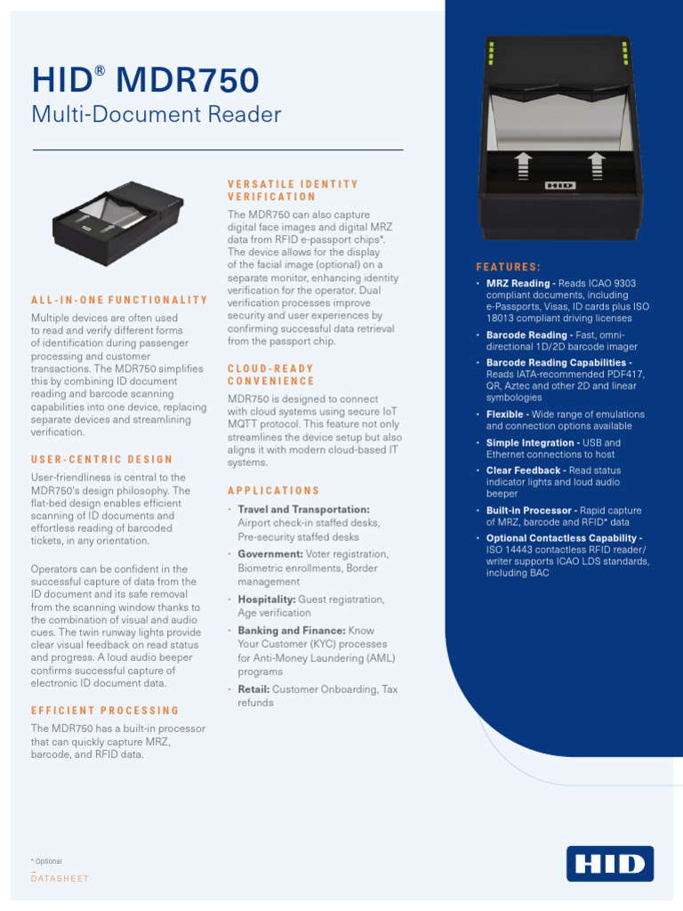 Eat Mdr750 Multi Document Reader Ds en 1 0 | PDF | Barcode | Identity ...