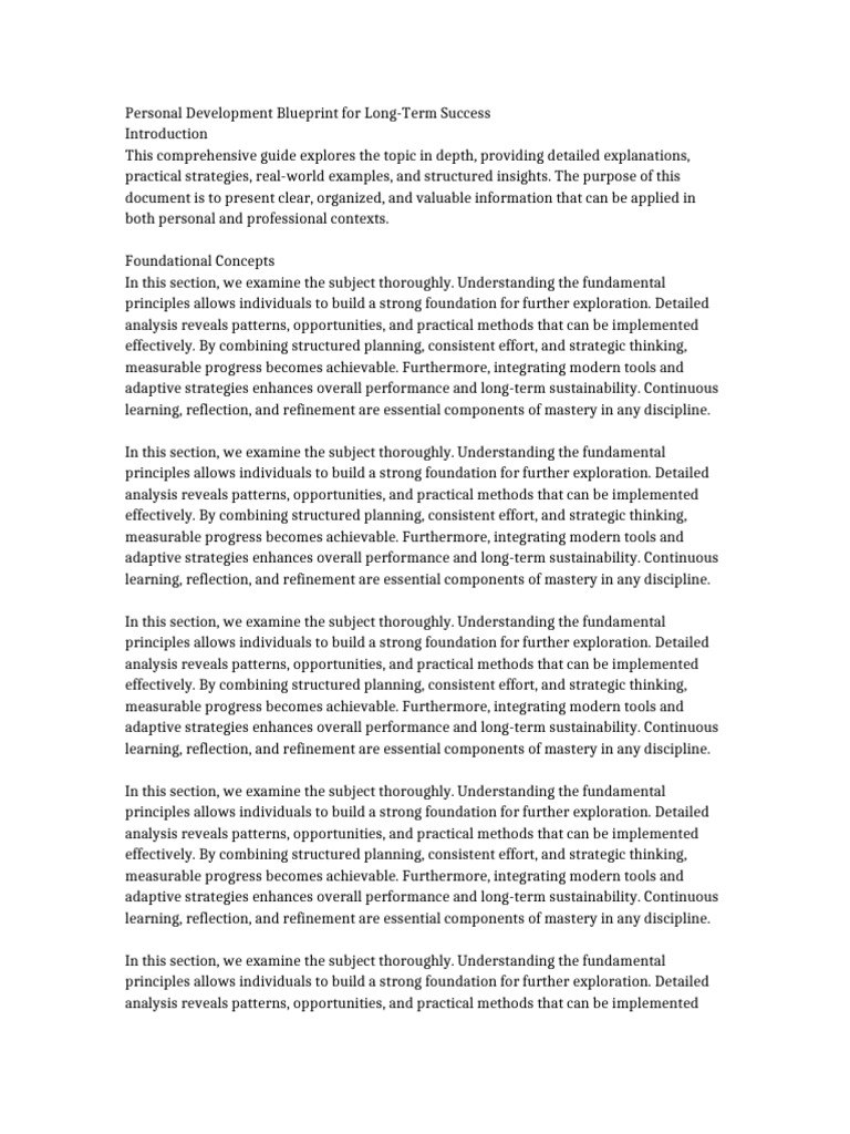 Long Document 5 Personal Development Blueprint | PDF | Strategic ...