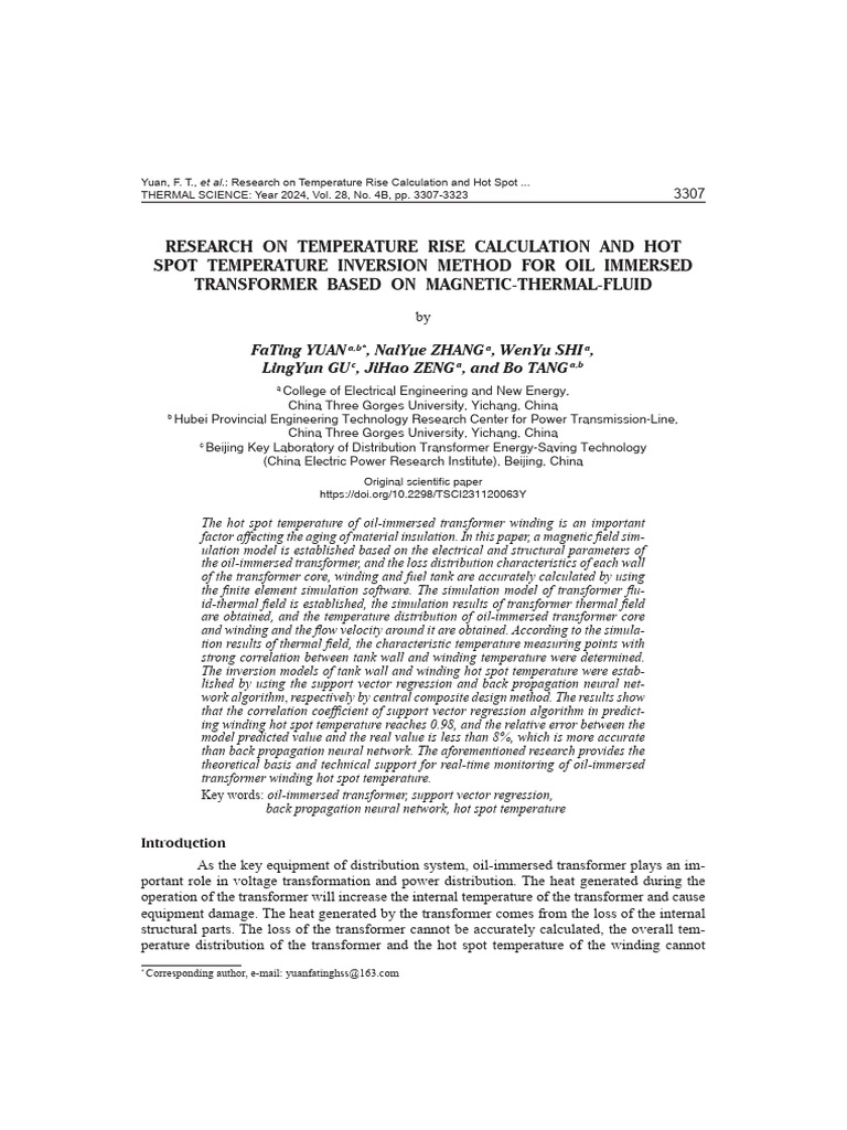 Research On Temperature Rise Calculation and Hotspot Temperature ...