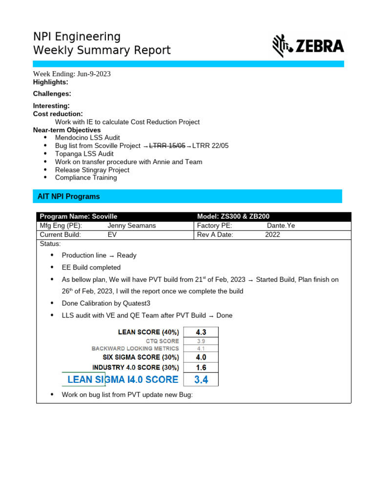 NPI Engineering Weekly Summary Report - 02nd-Jun - Ruby | PDF