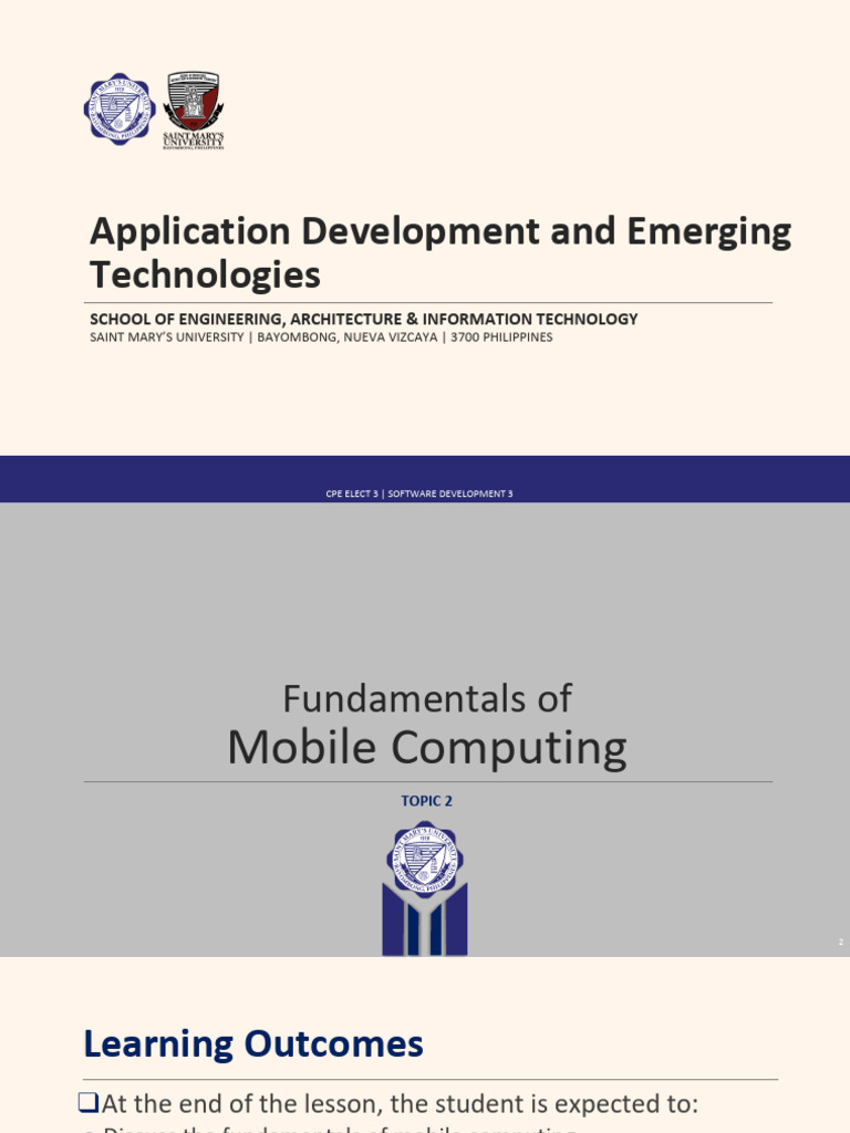 Topic 2 - Fundamentals of Mobile Computing | PDF | Computing | Software