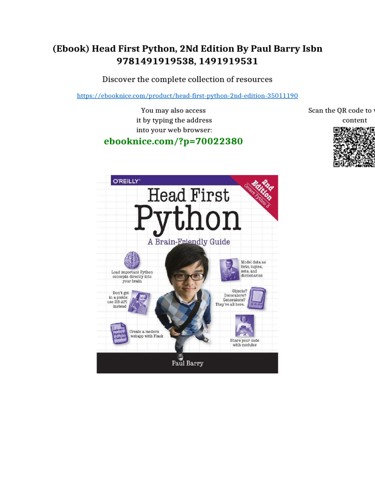 (Ebook) Head First Python, 2nd Edition by Paul Barry ISBN 9781491919538 ...