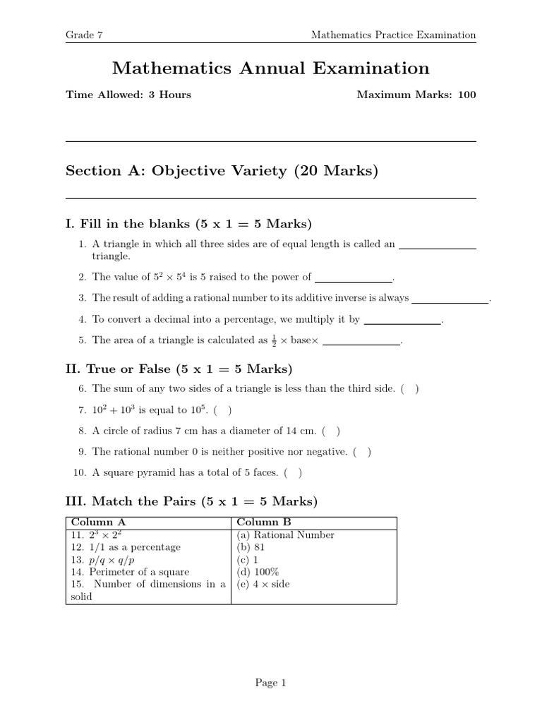Mathematics Question Paper | PDF | Area | Mathematics