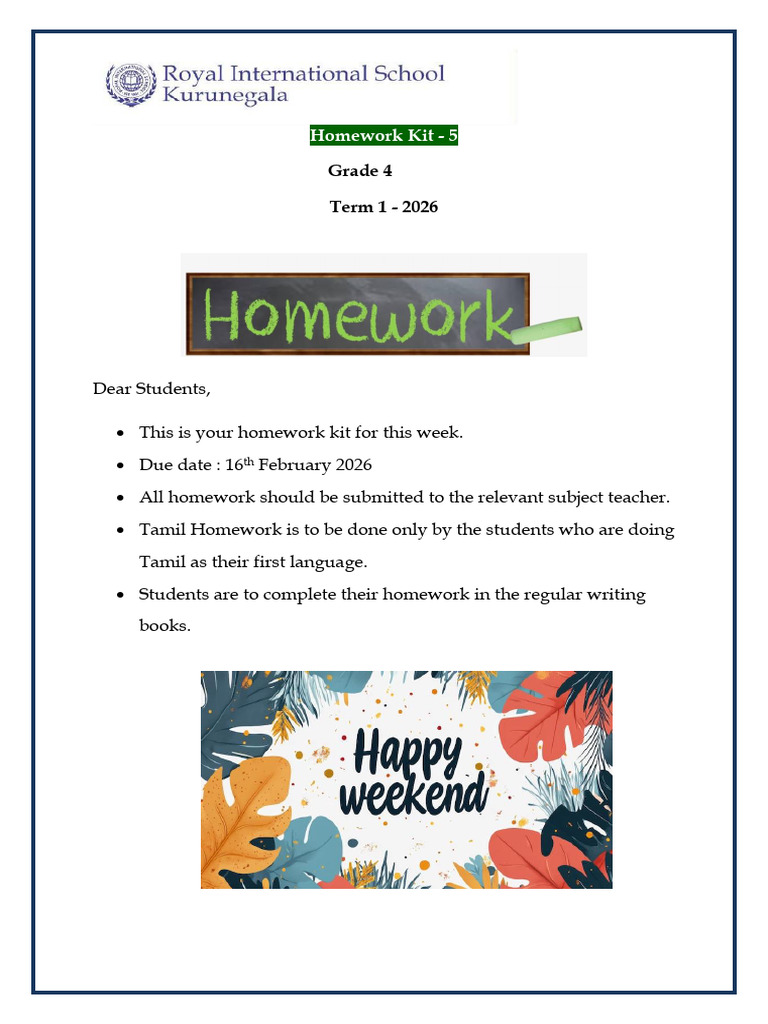 Grade 04 - Homework Kit | PDF