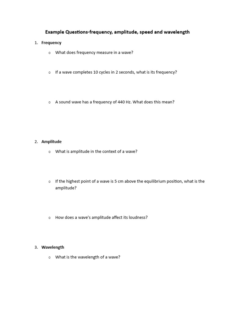 Example Questions-Frequency, Amplitude, Speed and Wavelength | PDF