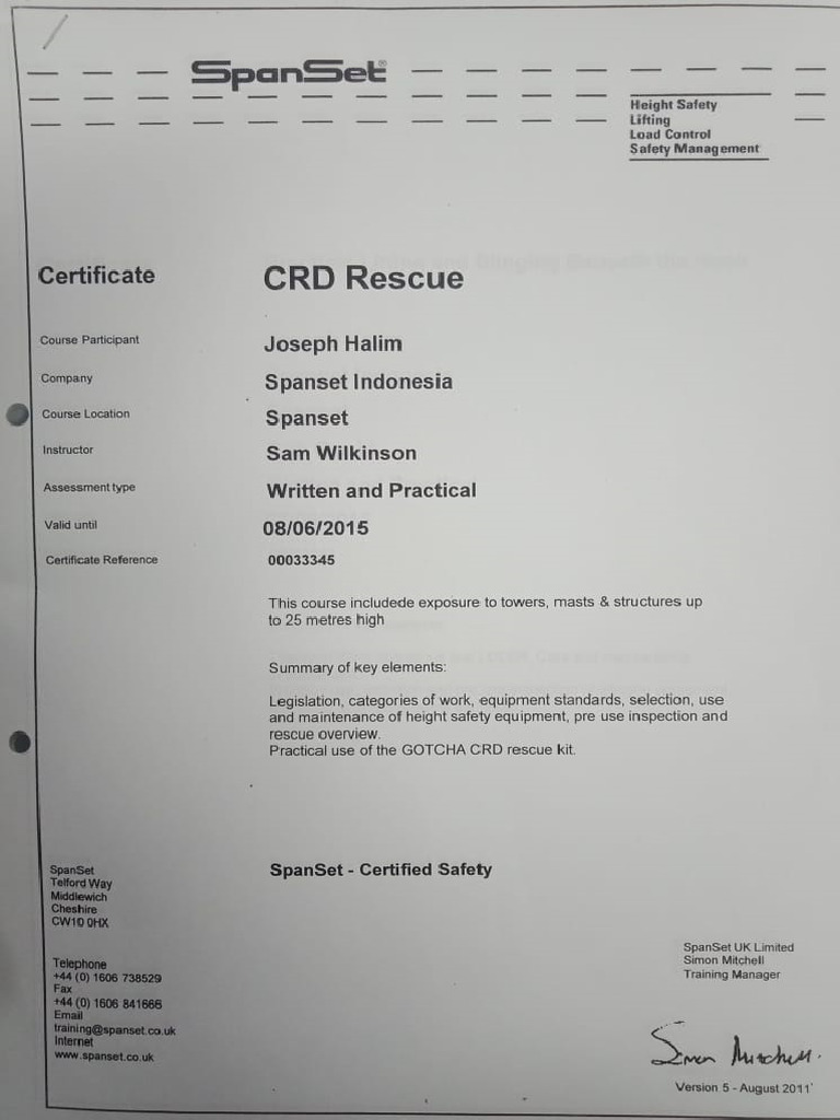 Certificate - CRD Rescue JH | PDF