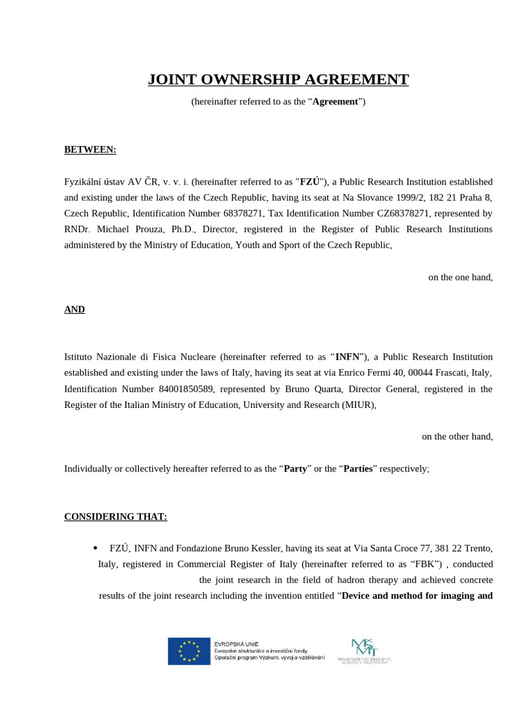 S19 - 029E, Joint Ownership Agreement | PDF | Patent | License