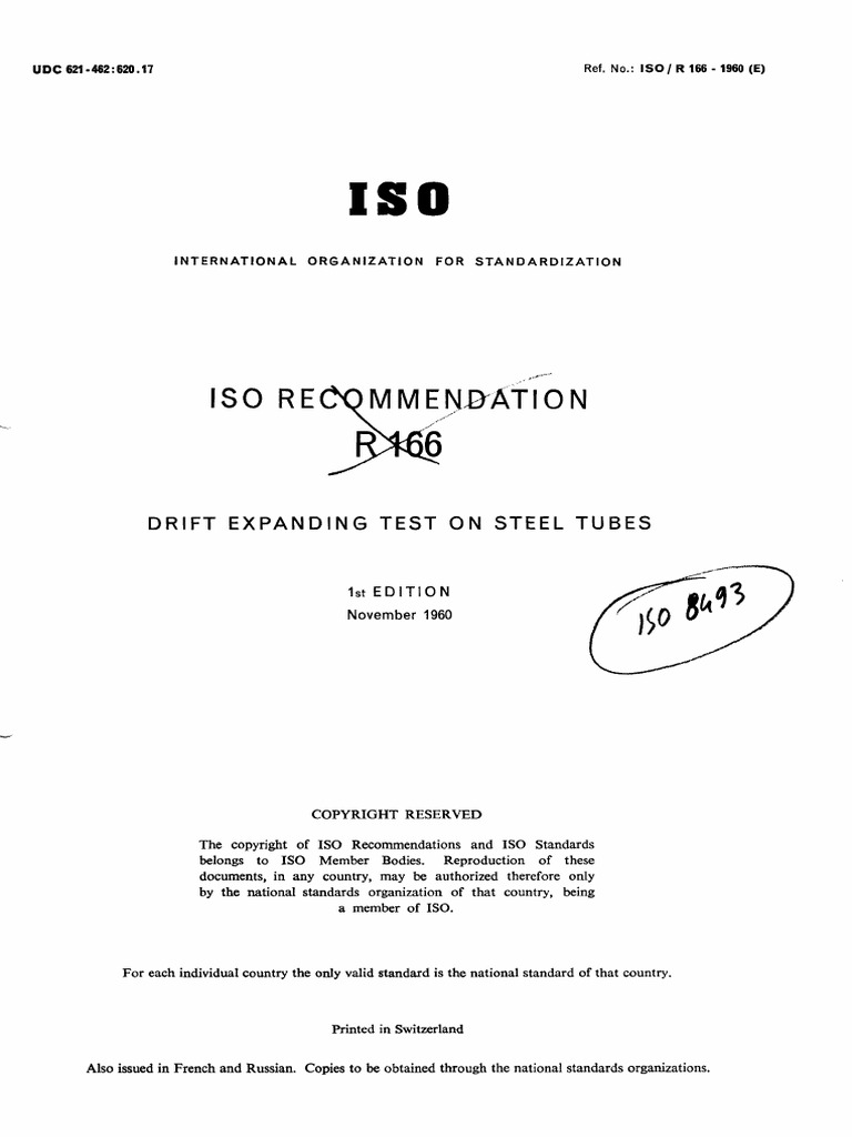 ISO R 166_1960 Drift Expanding Test on Steel Tubes - Libgen.li | PDF