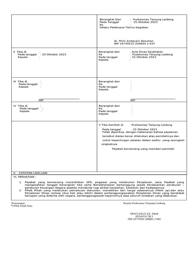 Contoh SPPD Belakang | PDF