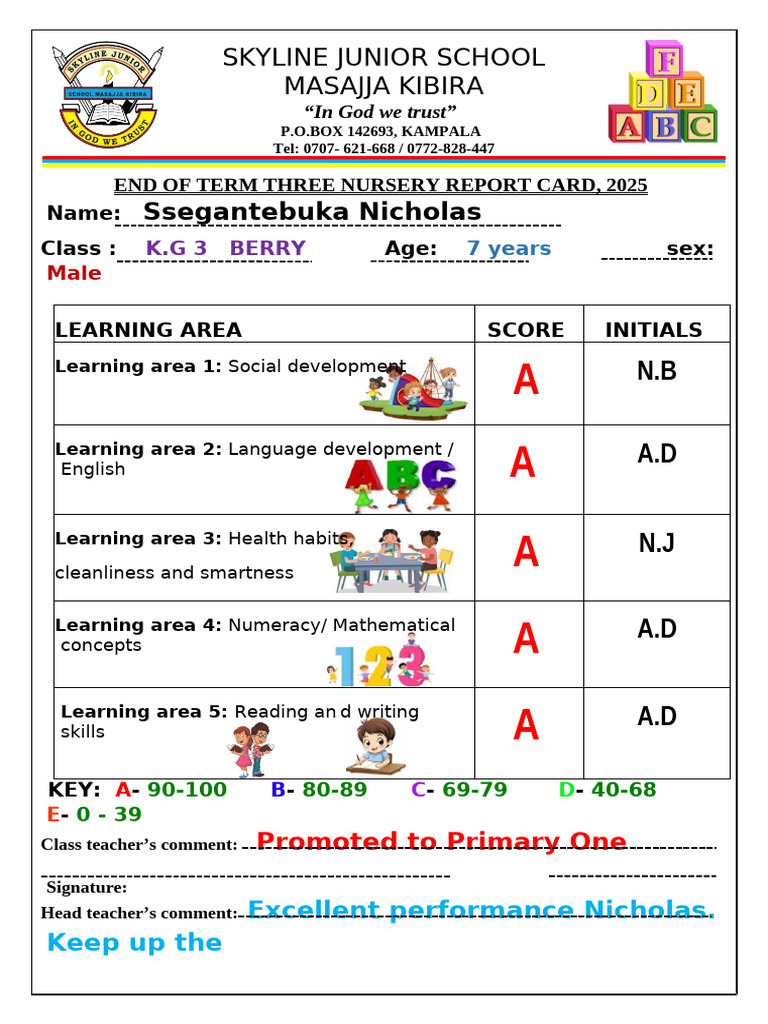 Kg3 Term Three Report Card 202555 | PDF | Cognitive Science | Communication