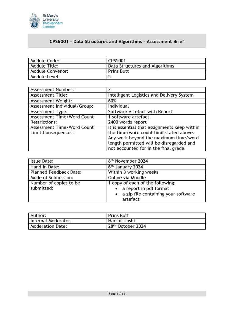 Cps5001 Assessment Brief | PDF | Version Control | Computing