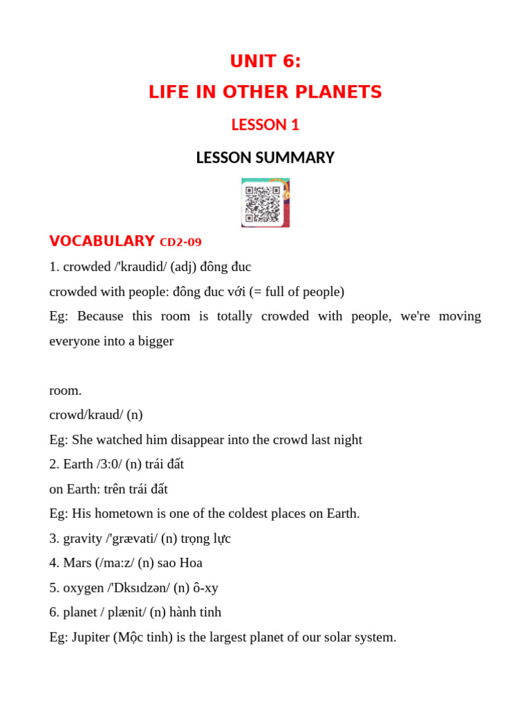 B I Dư NG Ta Smart World 8 Unit 6.life in Other Planets | PDF ...