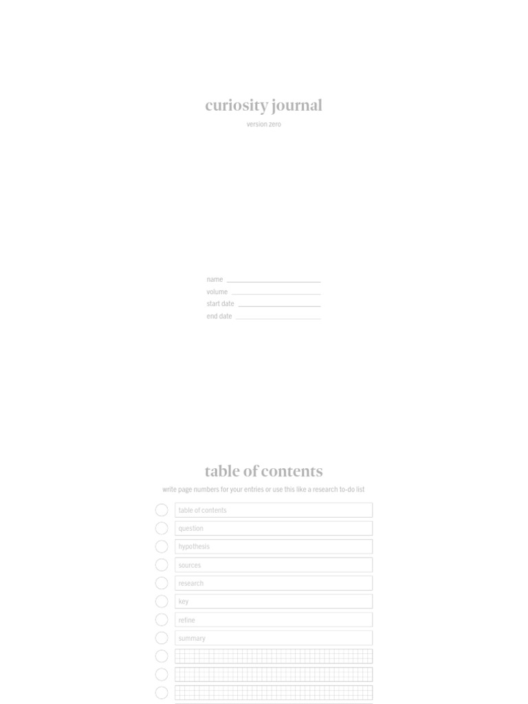Curiosity Journal Version Zero (Tablet) | PDF