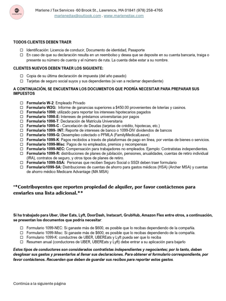 Spanish Checklist No Dependents | PDF | Interés | Medicare (Estados Unidos)