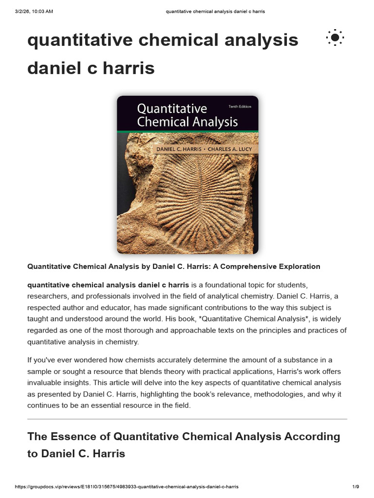Quantitative Chemical Analysis Daniel C Harris | PDF | Analytical