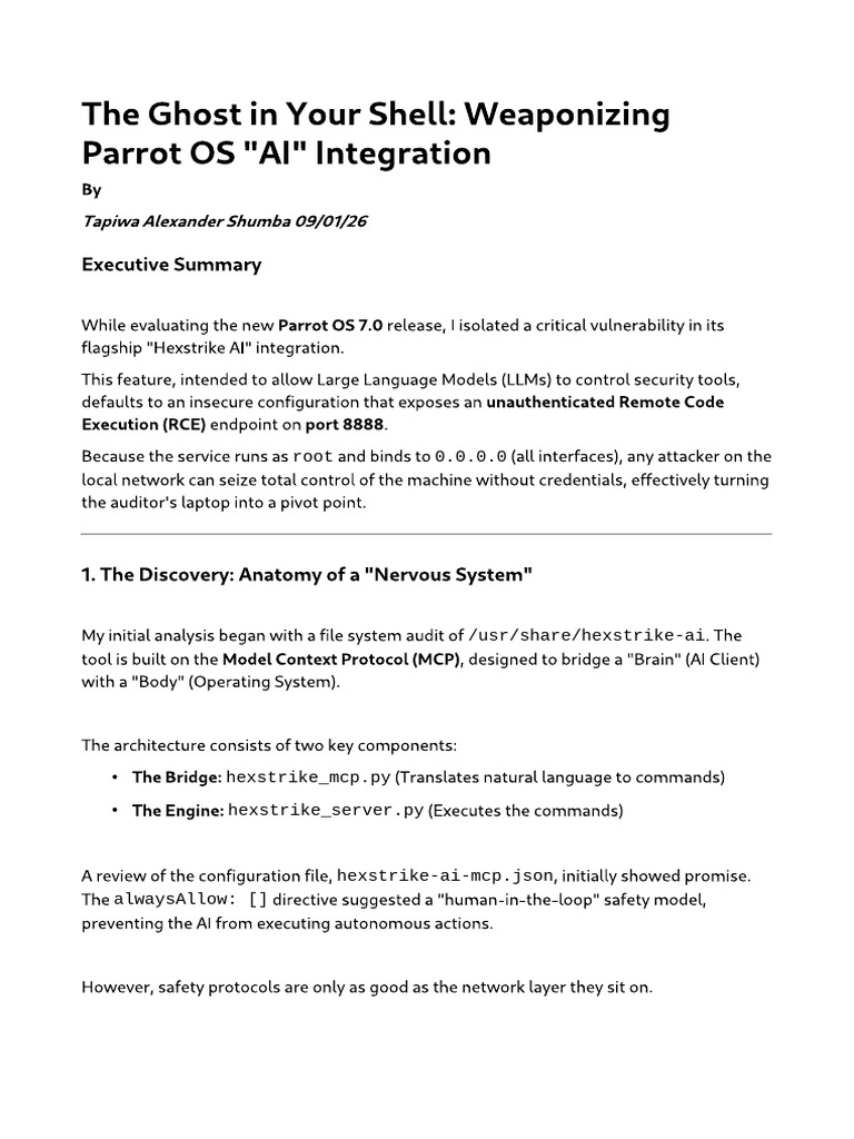 The Ghost in Your Shell: Weaponizing Parrot OS "AI" Integration | PDF ...