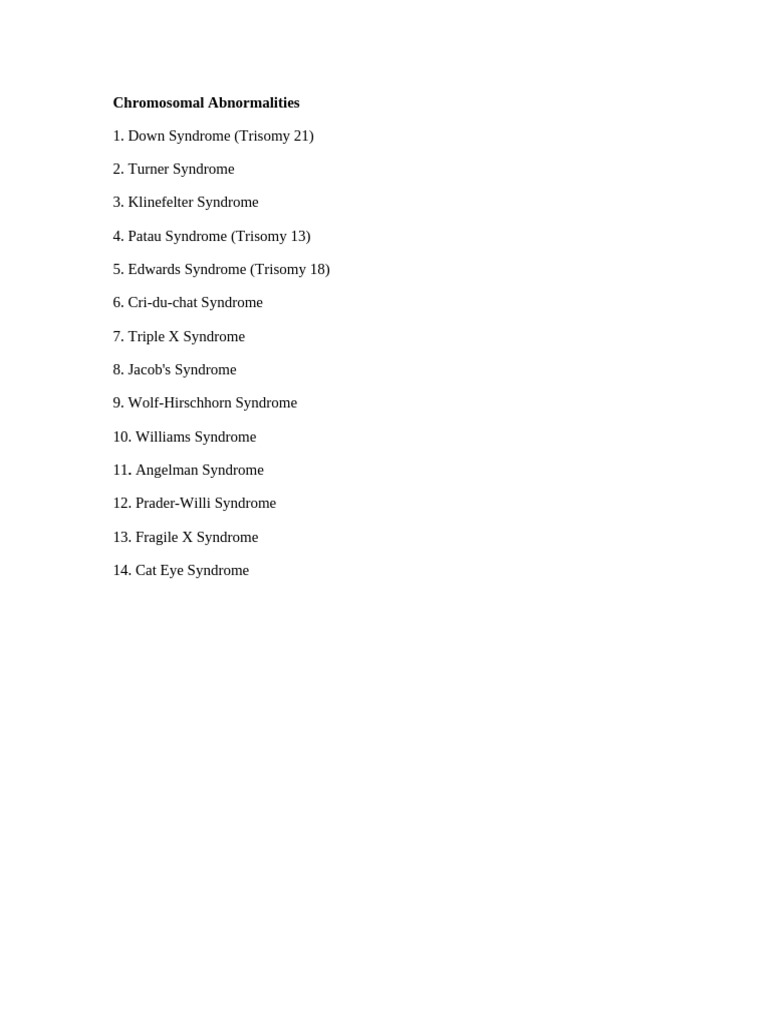 Chromosomal Abnormalities | PDF