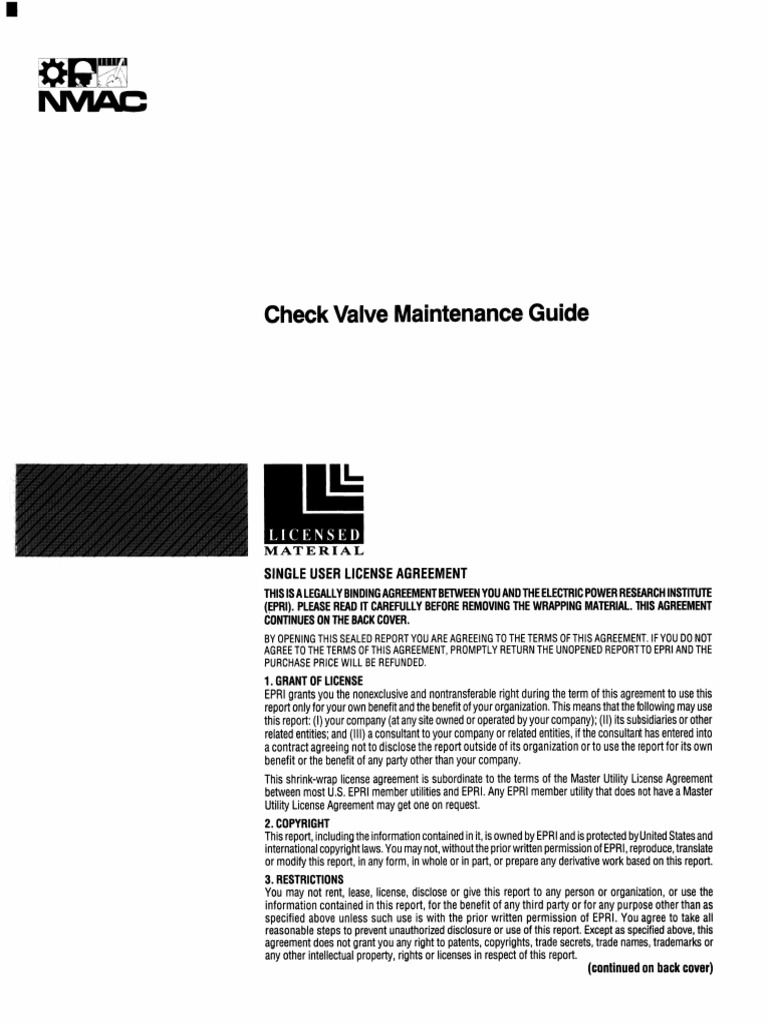 Check Valve Maintenance | PDF