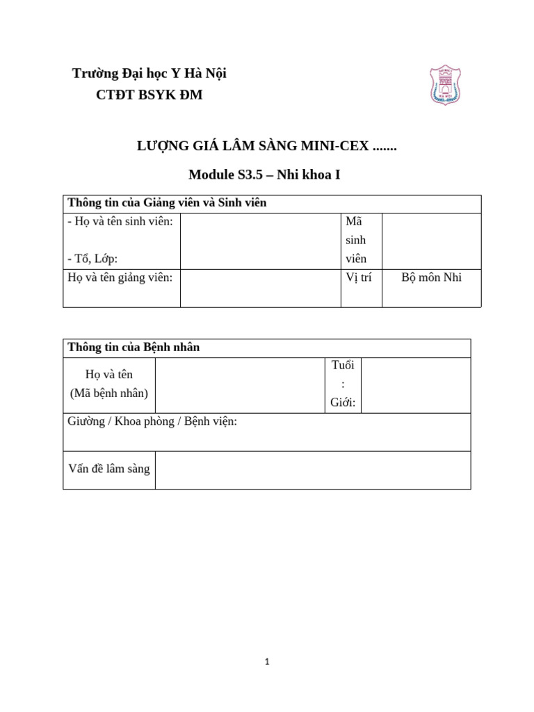 1.6b [S3.5 Mini-CEX] Bảng điểm chấm. | PDF