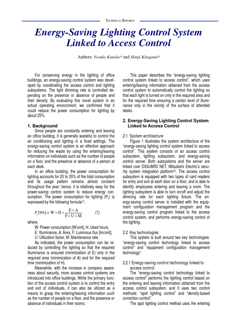 Energy-Saving Lighting Control System | PDF
