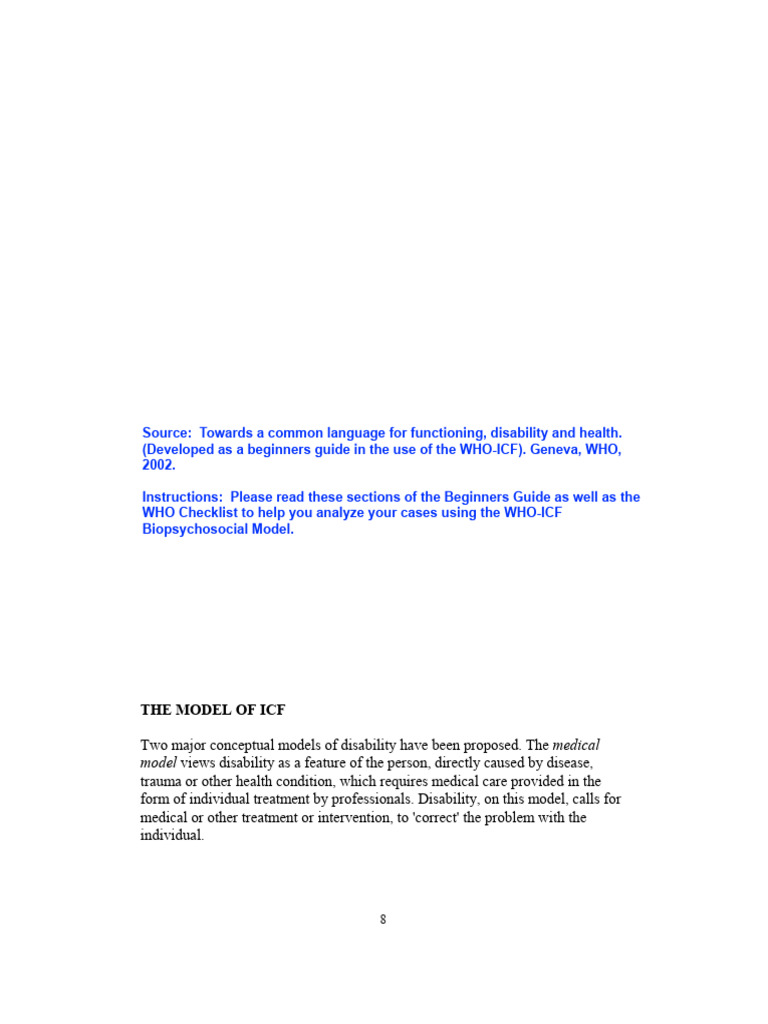 ICF Biopsychosocial Model | PDF | Disability | Behavioural Sciences