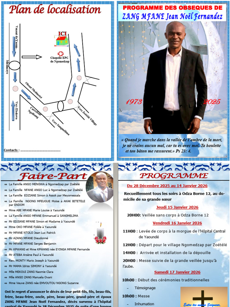 Programme Des Obseques Zang Mfane Joel Noel | PDF