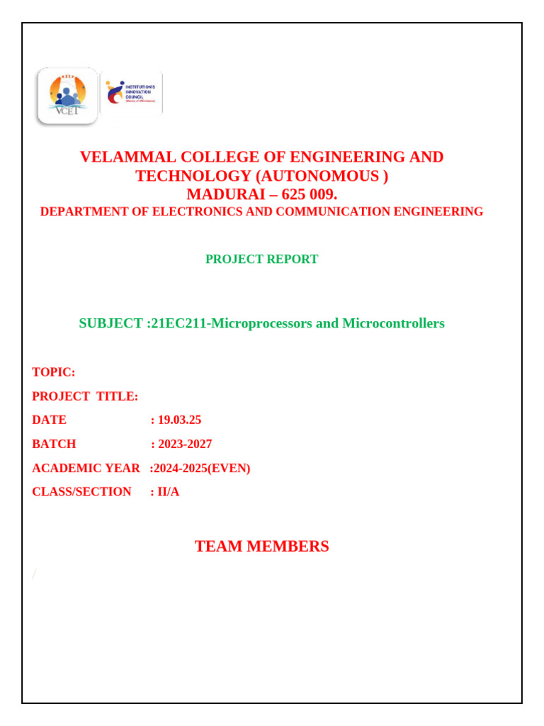 MP Lab Project Front Page | PDF