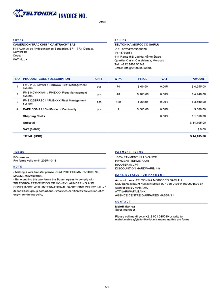 TELTON | PDF | Invoice | Pro Forma