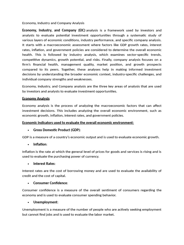 Economic, Industry and Company Analysis | PDF | Investing | Economics