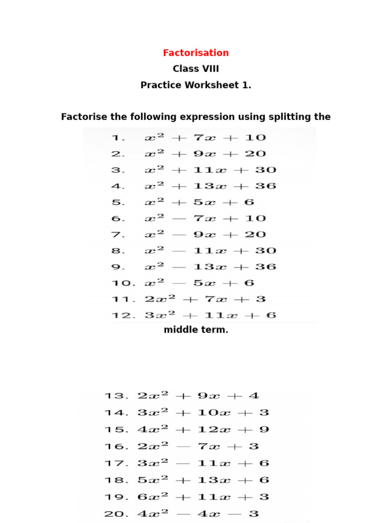 Splitting The Middle Term | PDF
