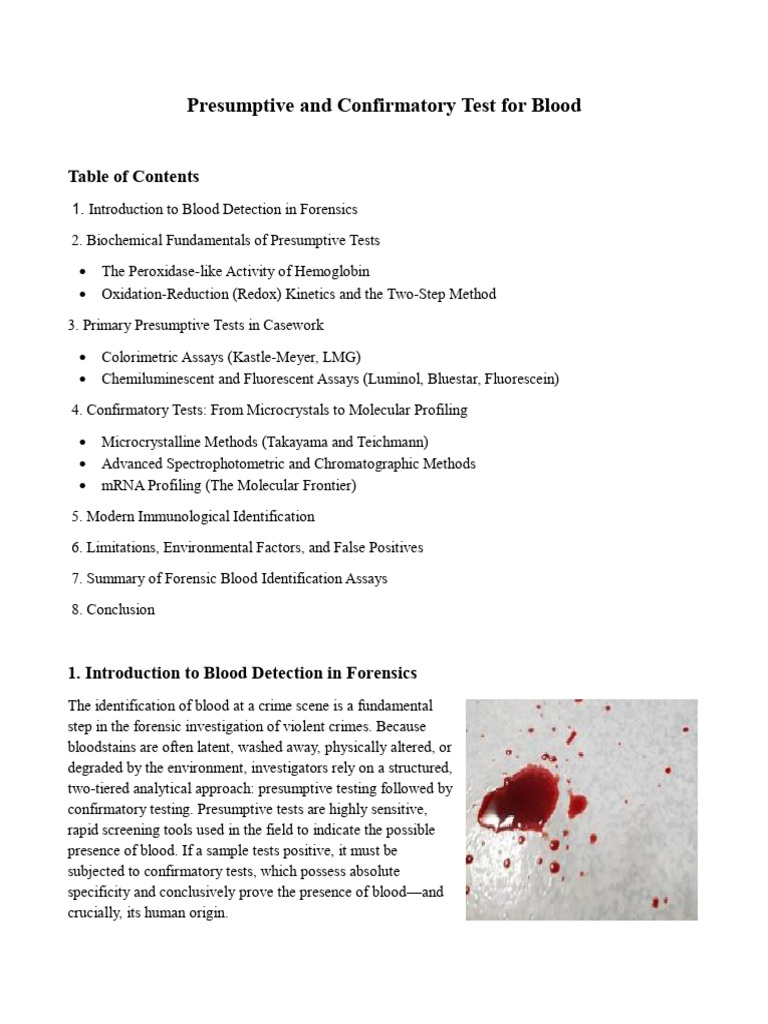 Presumptive and Confirmatory Test For Blood | PDF
