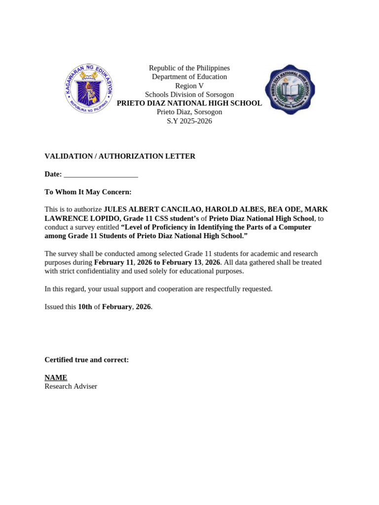 Validation Letter | PDF