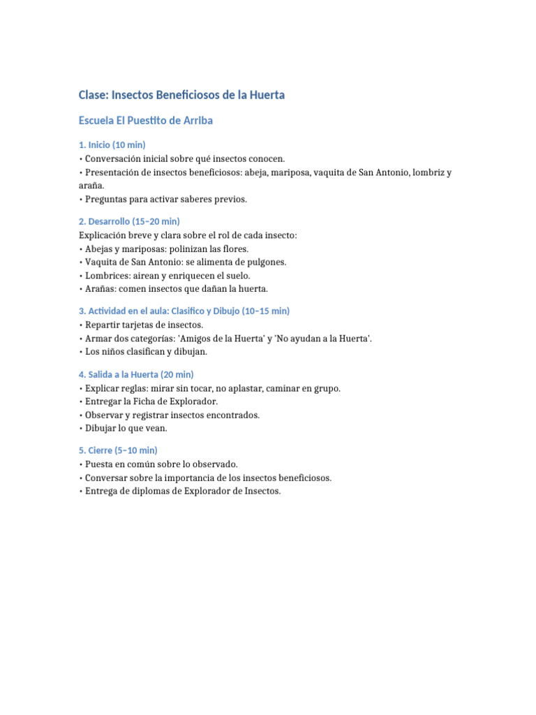 Clase Insectos Beneficiosos | PDF