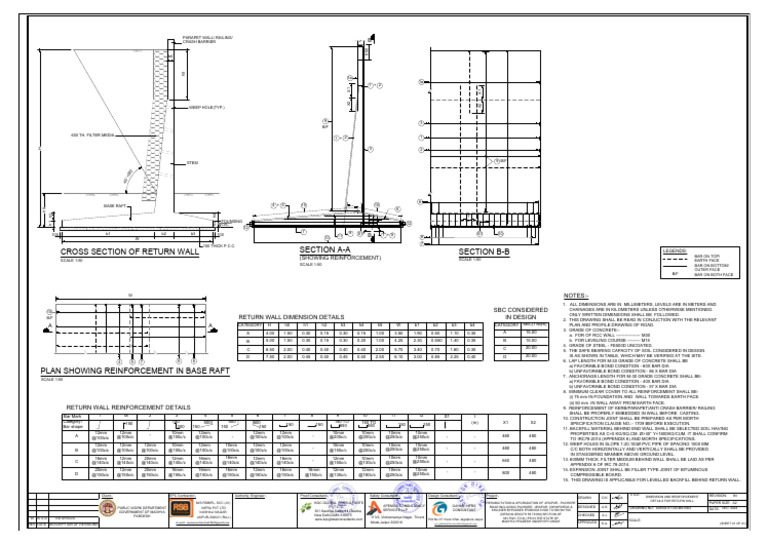 Drawing & RC of Return Wall | PDF | Civil Engineering | Structural ...